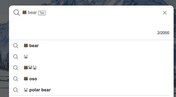 bing autocomplete bear