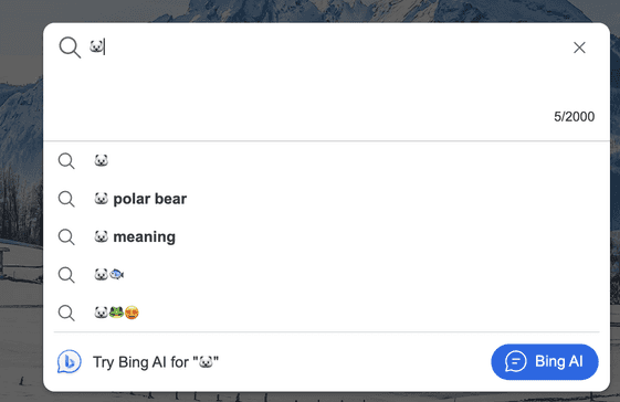 bing autocomplete polarbear